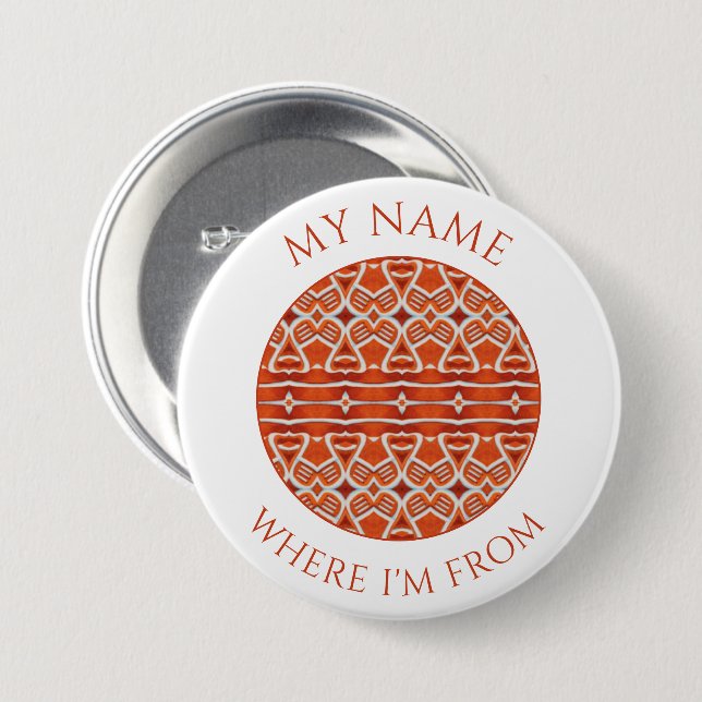 GINGERBREAD Round Name Tag Pin Button  (Front & Back)
