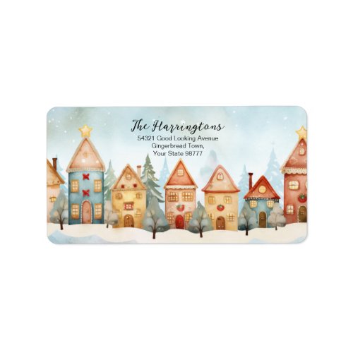  Gingerbread Row Houses Christmas Address Labels