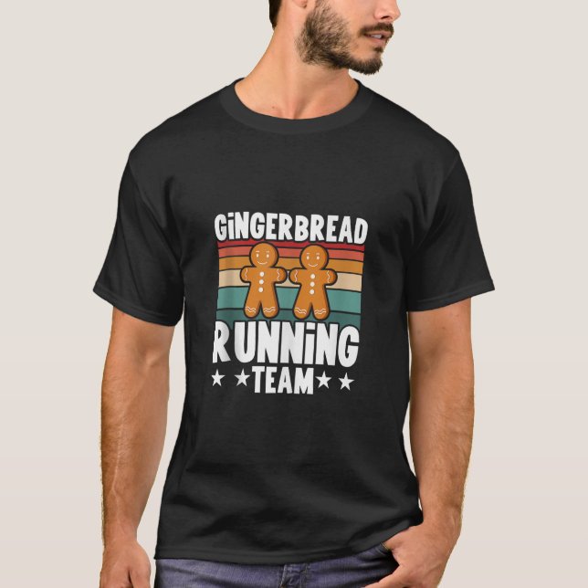 Gingerbread Running Team Candy Cane Cookie Gingerb T-Shirt (Front)