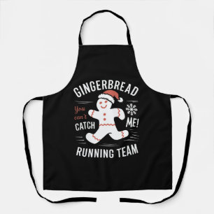 Gingerbread Running Team Christmas Humor Apron