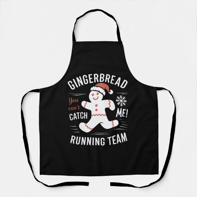 Gingerbread Running Team Christmas Humor Apron (Front)