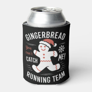 Gingerbread Running Team Christmas Humor Can Cooler