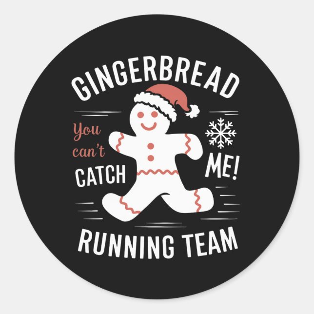 Gingerbread Running Team Christmas Humor Classic Round Sticker (Front)