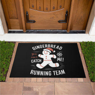 Gingerbread Running Team Christmas Humor Doormat