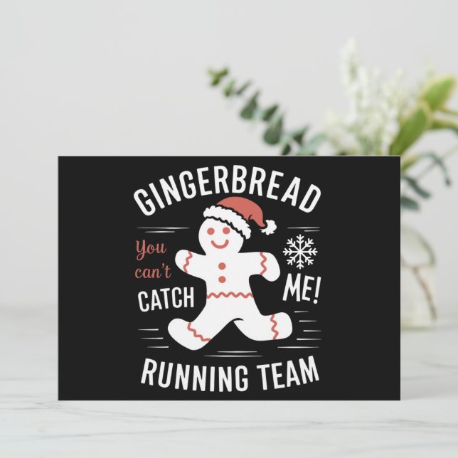 Gingerbread Running Team Christmas Humor Holiday Card (Standing Front)