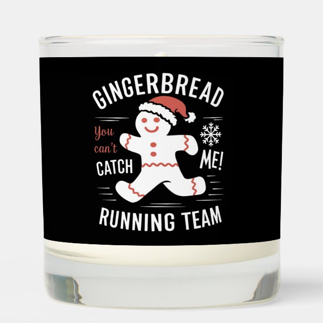 Gingerbread Running Team Christmas Humor Scented Candle (Front)