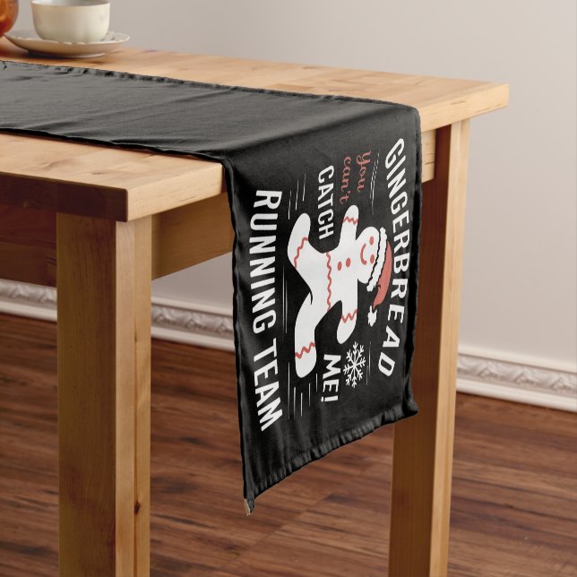 Gingerbread Running Team Christmas Humor Short Table Runner (In Situ)