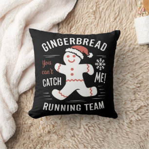 Gingerbread Running Team Christmas Humor Throw Pillow