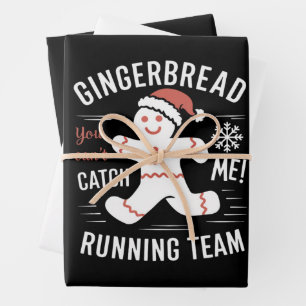 Gingerbread Running Team Christmas Humor Wrapping Paper Sheets