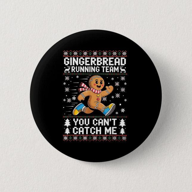 Gingerbread Running Team Christmas Run Runner Funn Button (Front)