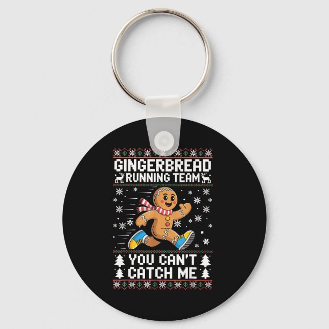 Gingerbread Running Team Christmas Run Runner Funn Keychain (Front)