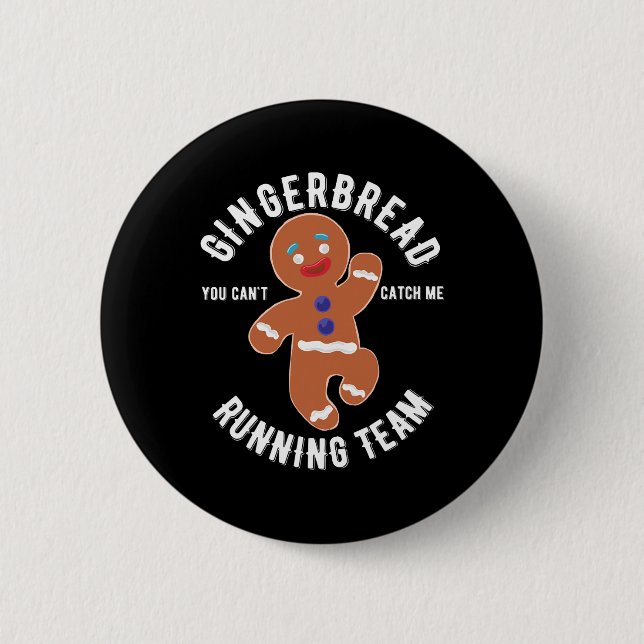 Gingerbread Running Team Fun Gingerbread Christmas Button (Front)