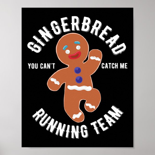 Gingerbread Running Team Fun Gingerbread Christmas Poster (Front)