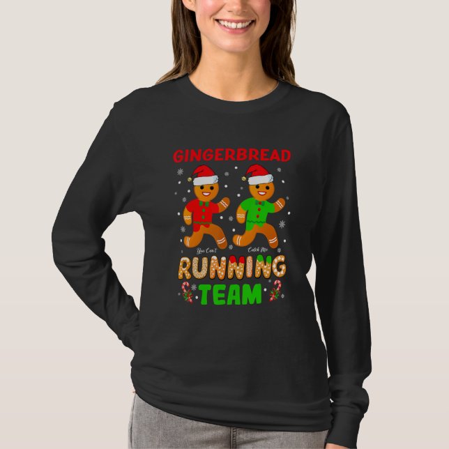 Gingerbread Running Team Gingerbread Cookie Christ T-Shirt (Front)