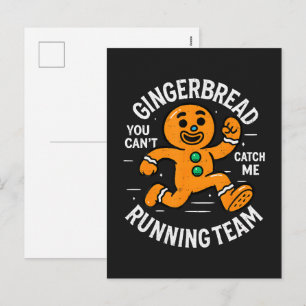 Gingerbread Running Team Holiday Postcard