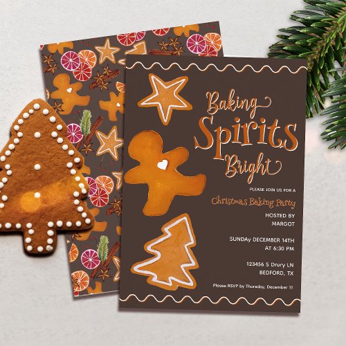 Gingerbread Rustic Charming Christmas Baking Party Invitation