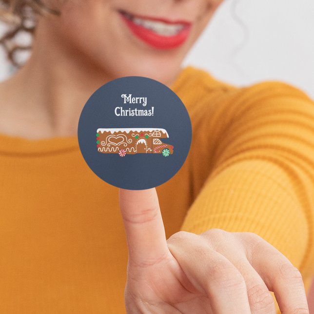 Gingerbread RV Class C Camper Christmas Classic Round Sticker (Creator Uploaded)