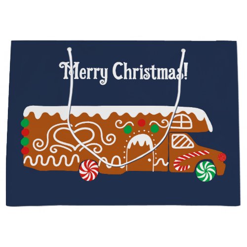 Gingerbread RV Class C Camper Christmas Large Gift Bag