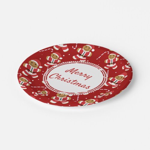 Gingerbread Santa Candy Cane Pattern  Paper Plate