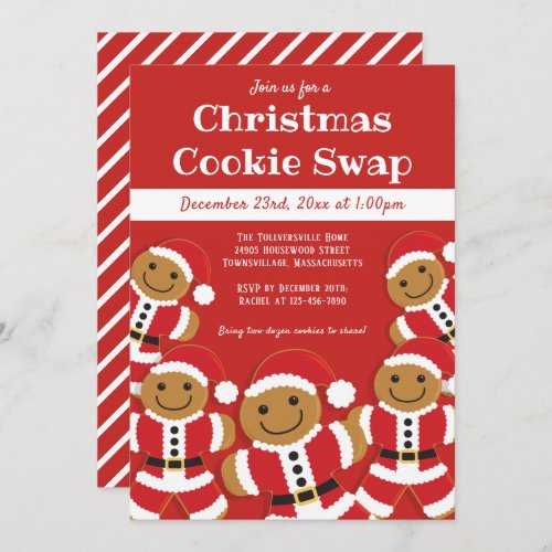 Gingerbread Santa Christmas Cookie Swap Invitation