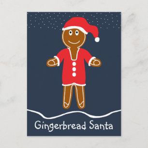 Gingerbread Santa Christmas Holiday Postcard