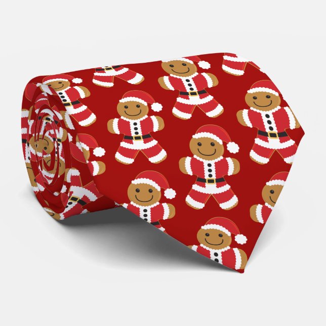 Gingerbread Santa Christmas Novelty Neck Tie (Rolled)