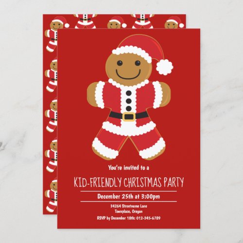 Gingerbread Santa Christmas Party Invitation