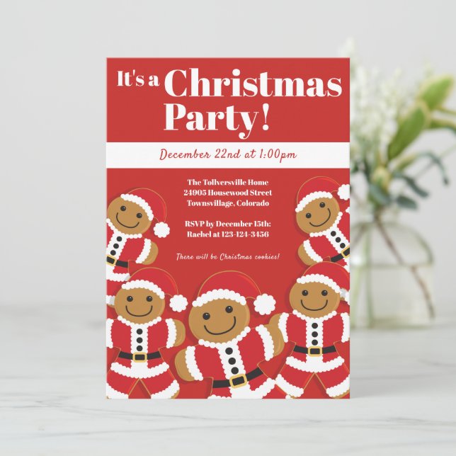 Gingerbread Santa Christmas Party Invitation (Standing Front)