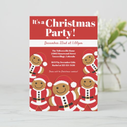 Gingerbread Santa Christmas Party Invitation
