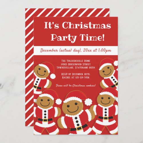 Gingerbread Santa  Christmas Party Invitation