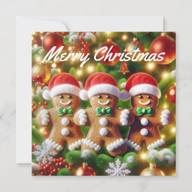 Gingerbread Santa Claus Holiday Card (Front)
