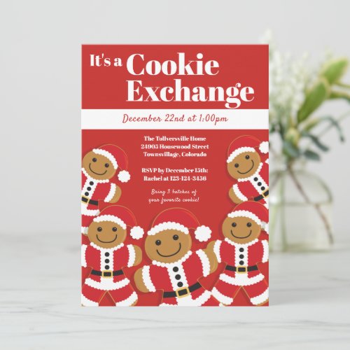 Gingerbread Santa Cookie Exchange Christmas Party Invitation