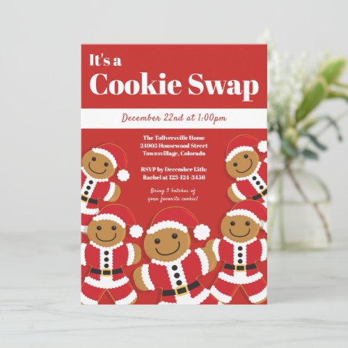Gingerbread Santa Cookie Swap Holiday Party Invitation
