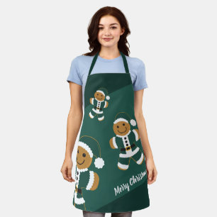 Gingerbread Santa Green Christmas Apron