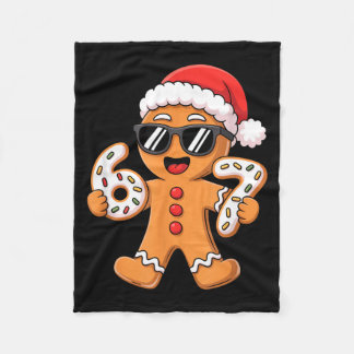 Gingerbread Santa With Sungles Holding 67 Cookies Fleece Blanket