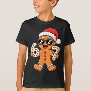 Gingerbread Santa With Sungles Holding 67 Cookies T-Shirt
