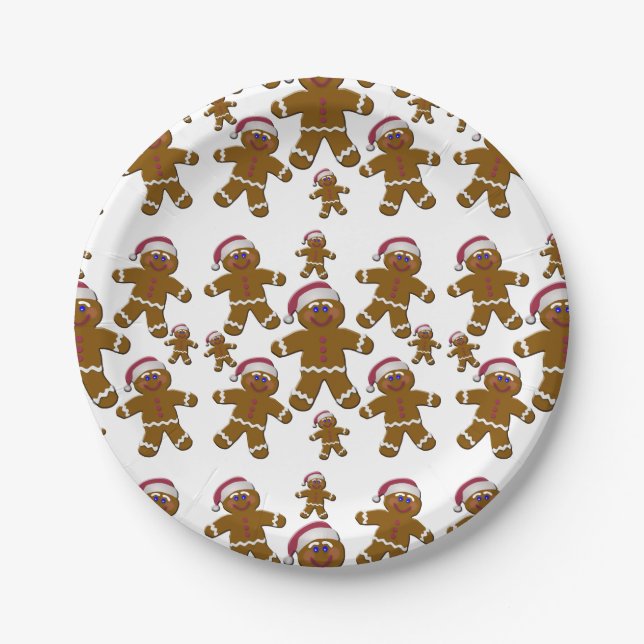 Gingerbread Santas Paper Plates (Front)
