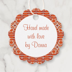 GINGERBREAD Scalloped Round "Hand Made" Tags