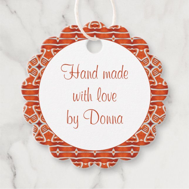 GINGERBREAD Scalloped Round "Hand Made" Tags (Front)