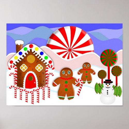 Gingerbread Scene Print Value Poster Matte