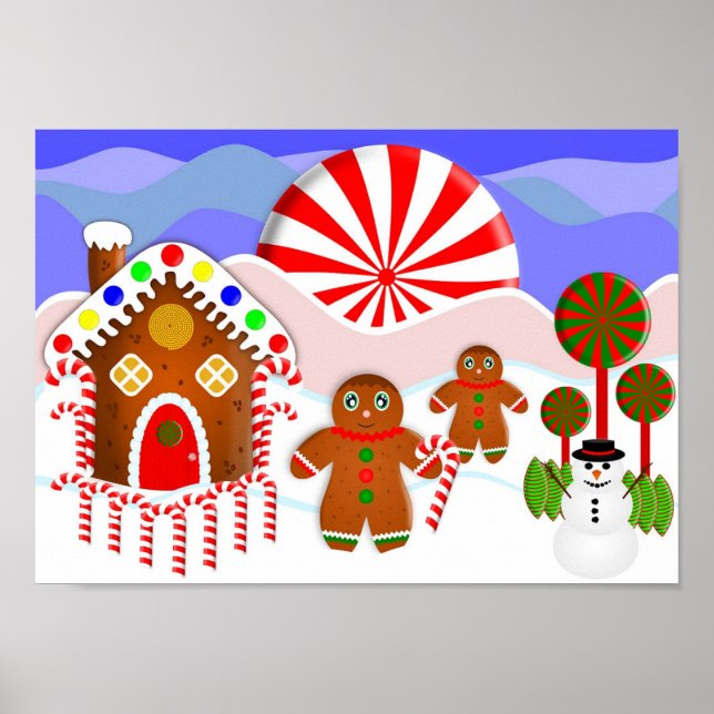 Gingerbread Scene Print, Value Poster (Matte) (Front)