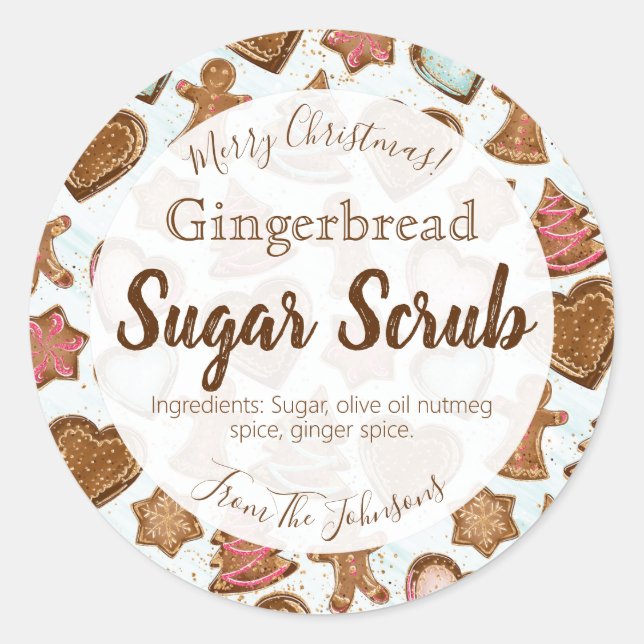 Gingerbread Scented Christmas Sugar Scrub Labels (Front)