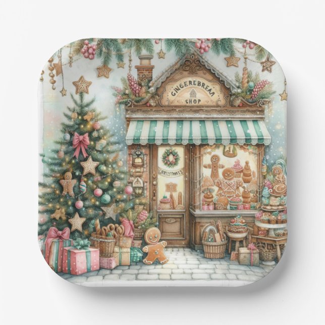 Gingerbread Shop Paper Plates (Front)