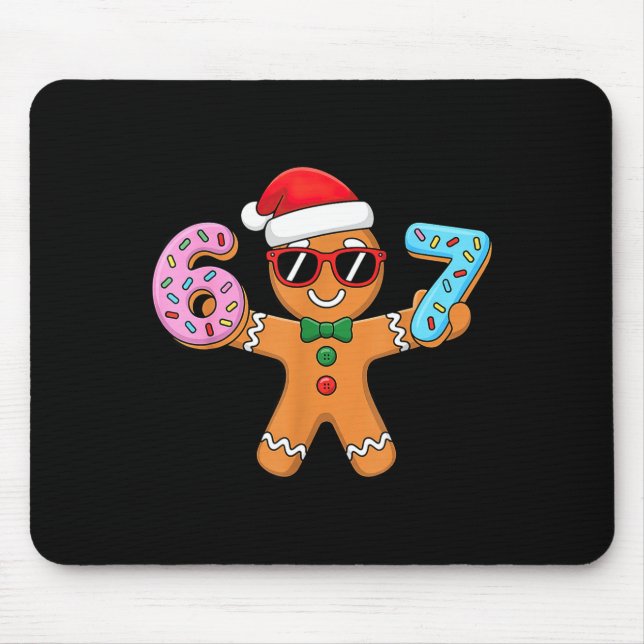 Gingerbread Six Seven 67 Ice Cream Drip Christmas  Mouse Pad (Front)