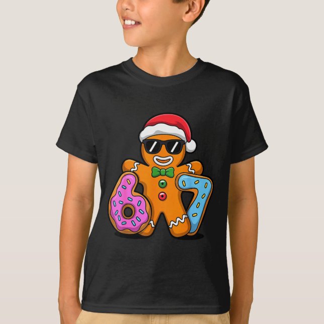 Gingerbread Six Seven 67 Ice Cream Drip Christmas  T-Shirt (Front)