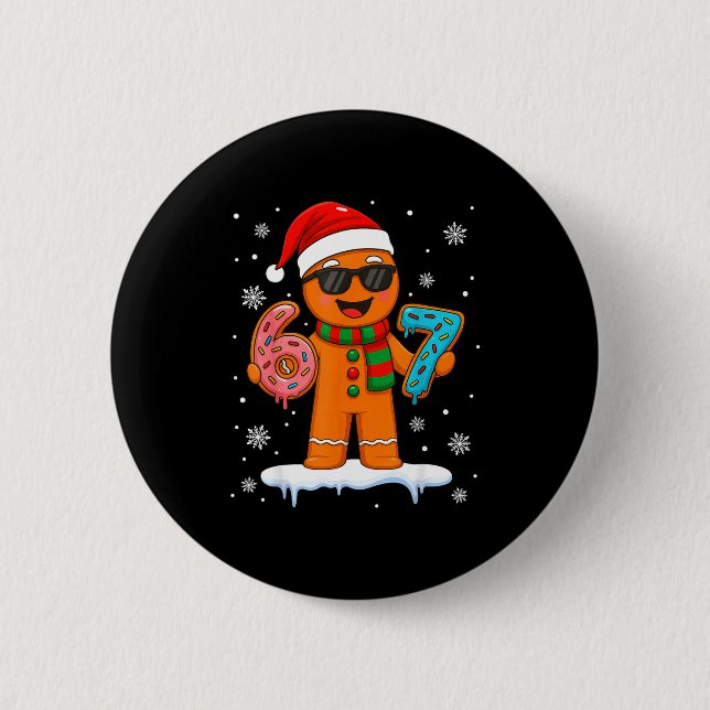 Gingerbread Six Seven 67 Meme 6 7 Funny Christmas  Button (Front)