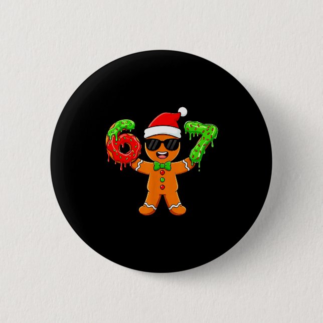 Gingerbread Six Seven 67 Meme 6 7 Funny Christmas  Button (Front)