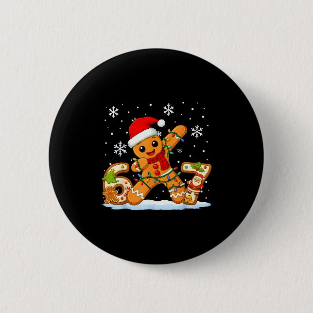 Gingerbread Six Seven 67 Meme 6 7 Funny Christmas  Button (Front)