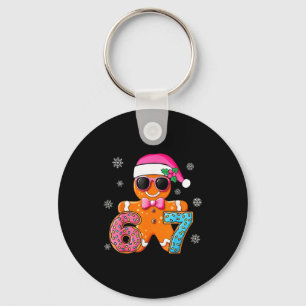 Gingerbread Six Seven 67 Meme 6 7 Funny Christmas Keychain