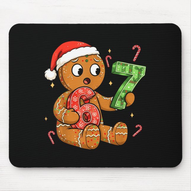 Gingerbread Six Seven 67 Meme 6 7 Funny Christmas  Mouse Pad (Front)